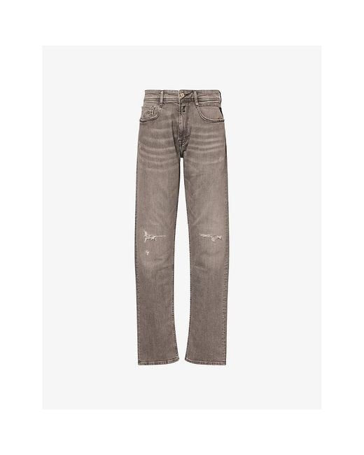 Replay Gray Rocco Comfort-Fit Stretch-Denim Jeans for men