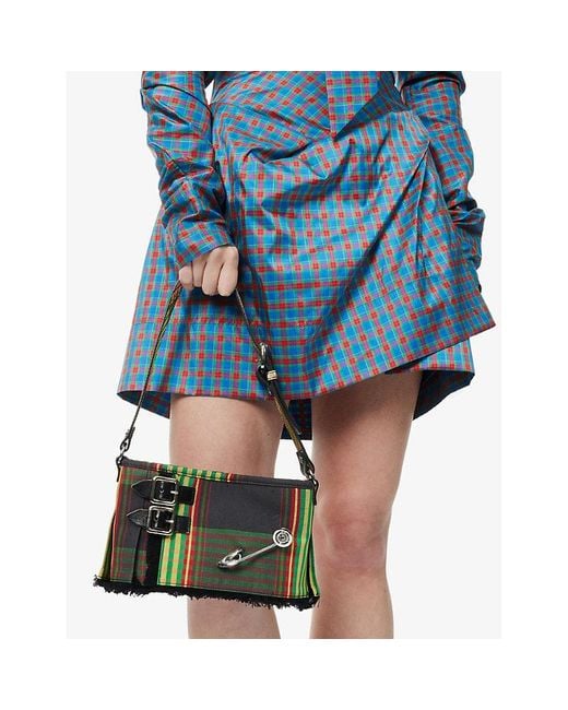 Vivienne Westwood Black Heather Cotton And Linen-blend Shoulder Bag