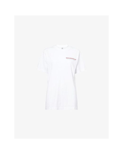 Sporty & Rich White Duty Run Club Cotton T-Shirt