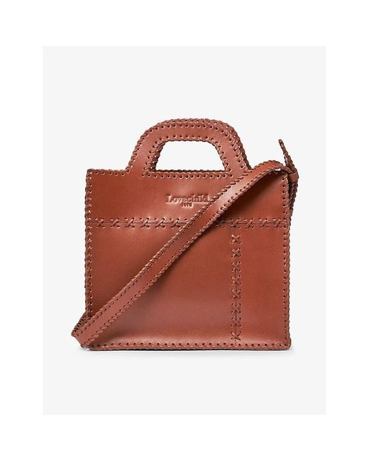 Lovechild Brown Rhoda Logo-embossed Leather Cross-body Bag