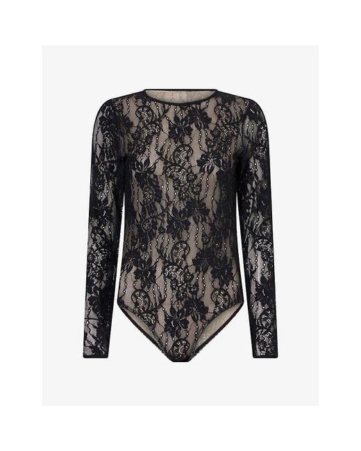 Zimmermann Black Long-Sleeve Lace Bodysuit