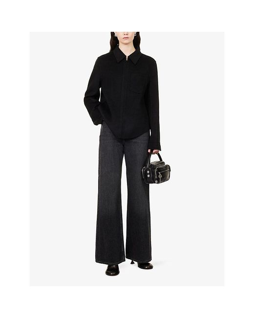 Acne Black Patch-Pocket Zip-Up Wool-Blend Jacket