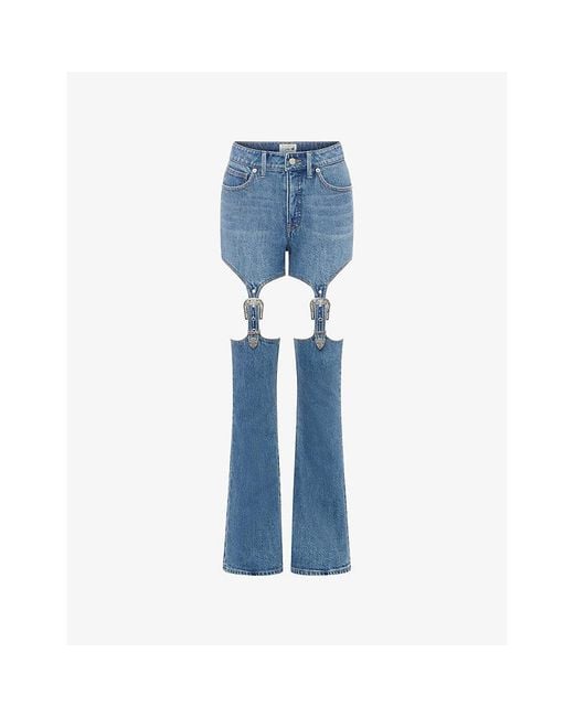 GOOD AMERICAN Blue Dolly's Joleans High-Rise Suspender Bootcut-Leg Denim Jeans