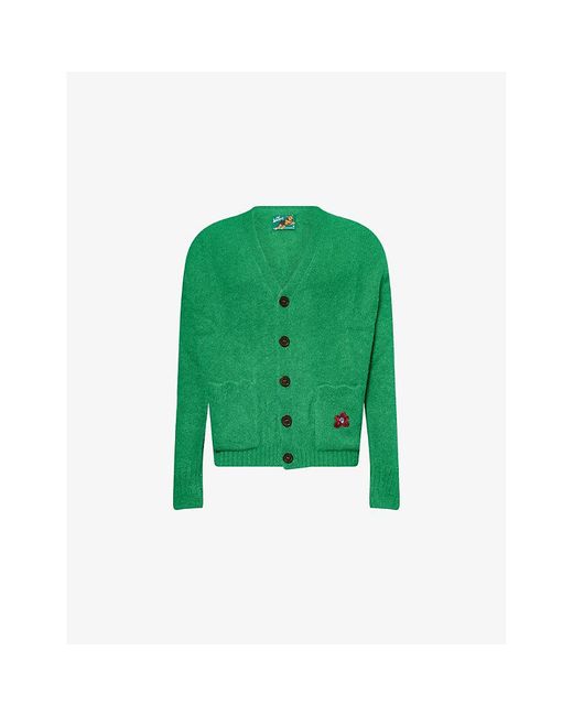 GOLF le FLEUR Green Fleur Sequin Mohair-Wool Knitted Cardigan for men