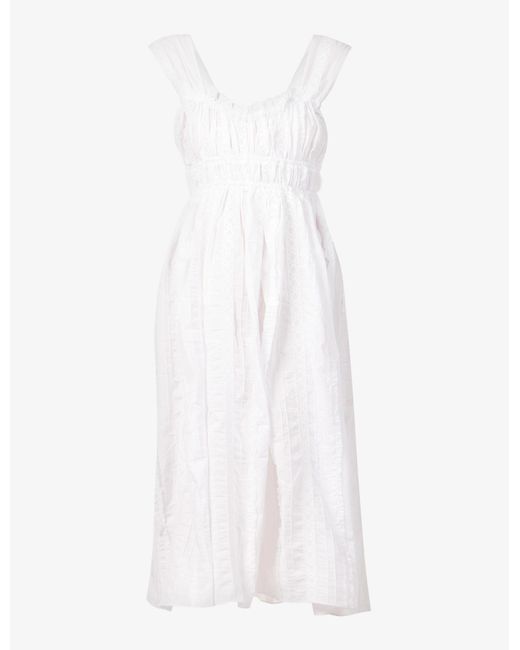 Ciao Lucia Clara Ruffle-trim Cotton Midi Dress in White | Lyst