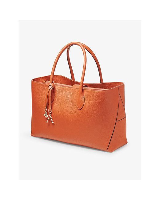 Aspinal Orange London Large Leather Tote Bag
