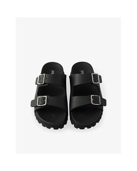 Prada Black Double-Buckle Rubber Slides