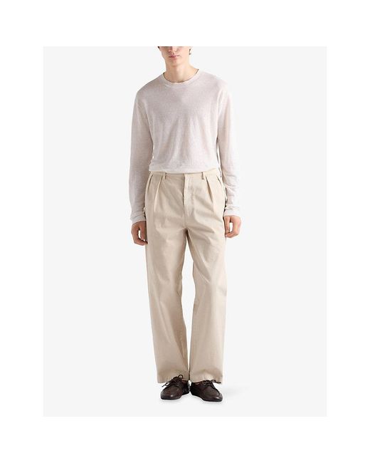 Prada Natural Wide-Leg Cotton Trousers for men