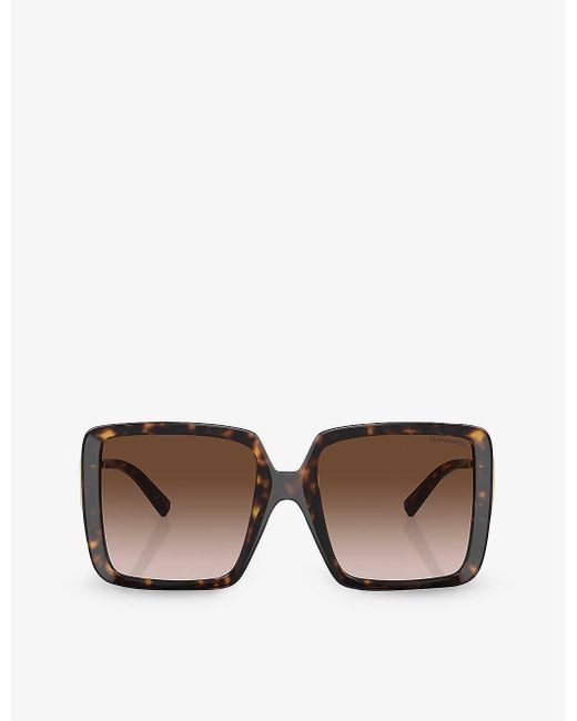 Tiffany & Co Brown Tf4212u Square-frame Tortoiseshell Acetate And Metal Sunglasses