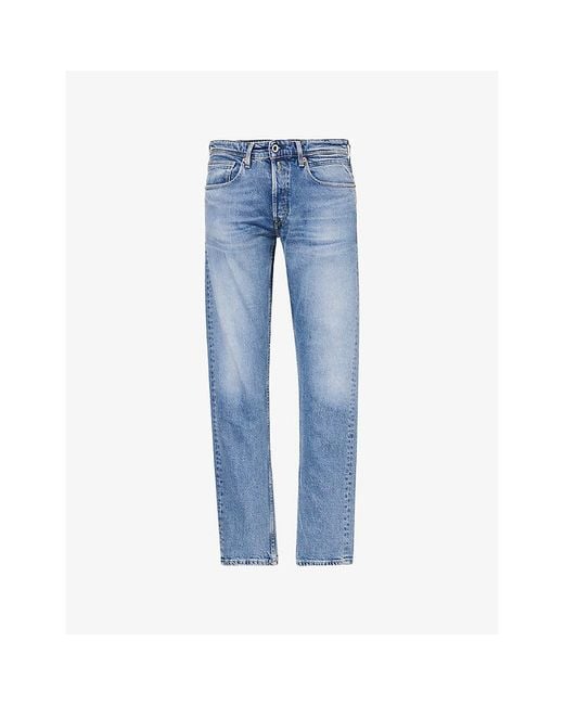 Replay Blue Grover Straight-Fit Stretch-Denim Jeans for men