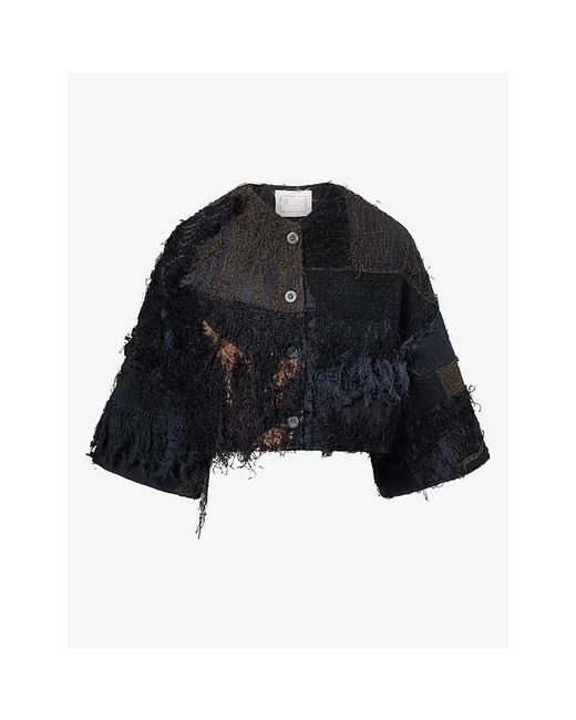 By Walid Black Bella Textured Woven Jacket