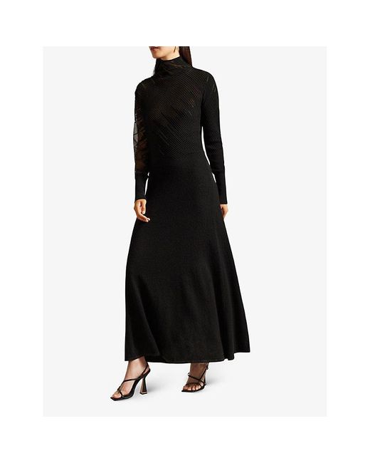 Ted Baker Leonhaa Devoré-bodice Stretch-woven Maxi Dress in Black | Lyst