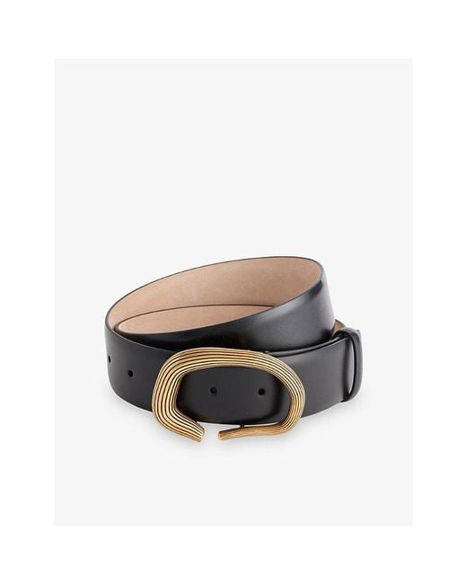 Khaite Black Santa Fe Leather And 18Ct-Plated Brass Belt