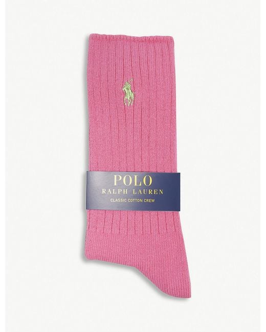 Polo Ralph Lauren Pink Polo Ribbed Cotton Crew Socks for men