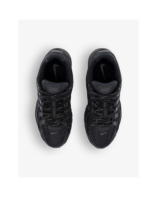Nike Black P-6000 Chunky-sole Leather And Mesh Low-top Trainers