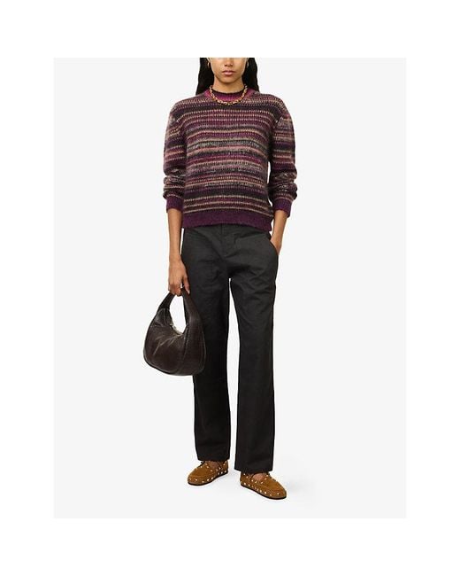 Isabel Marant Purple Morine Striped Mohair-Blend Jumper
