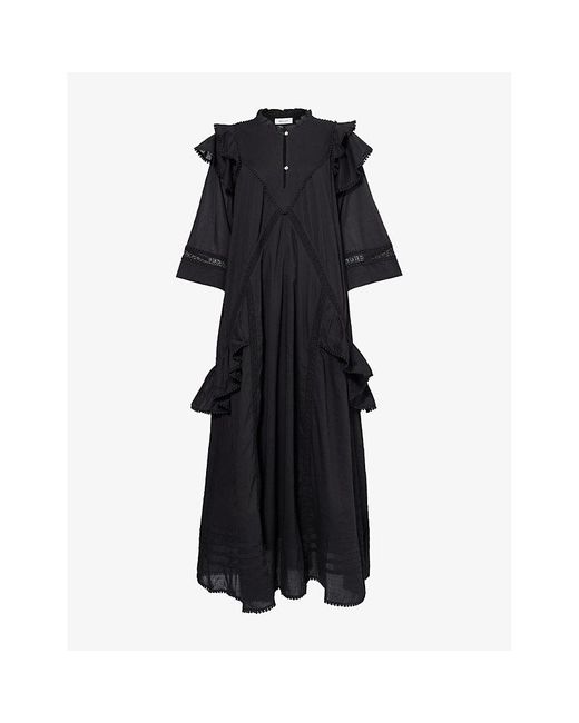 Skall Studio Black Colette Organic-Cotton Maxi Dress