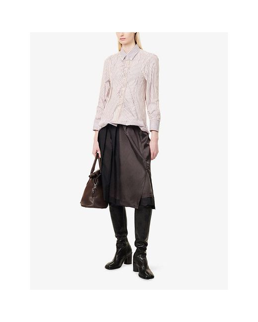 Maison Margiela Pink Stripe-Print Layered-Tulle Cotton Shirt