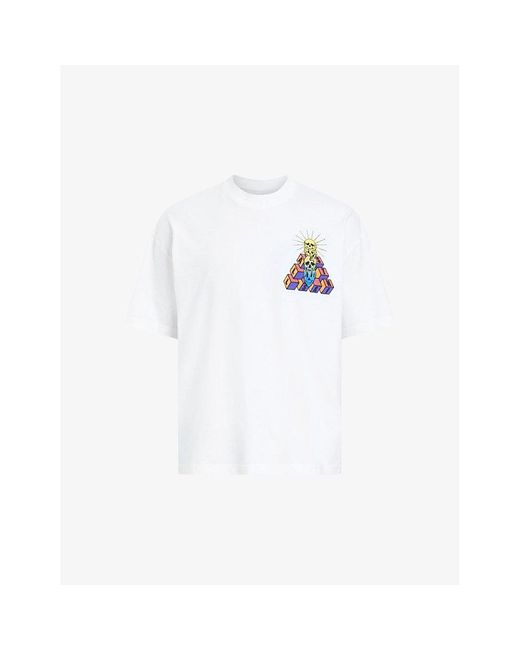 AllSaints White Plateau Graphic Logo-print Organic-cotton T-shirt for men