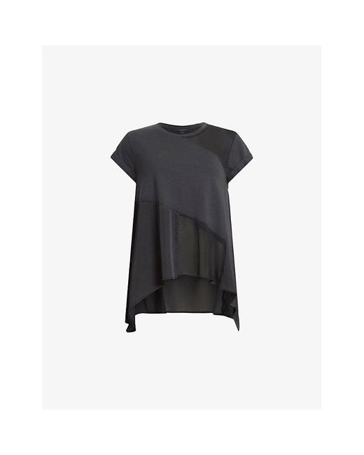 AllSaints Black Zala Organic Cotton And Recycled Polyester-blend Top Xx