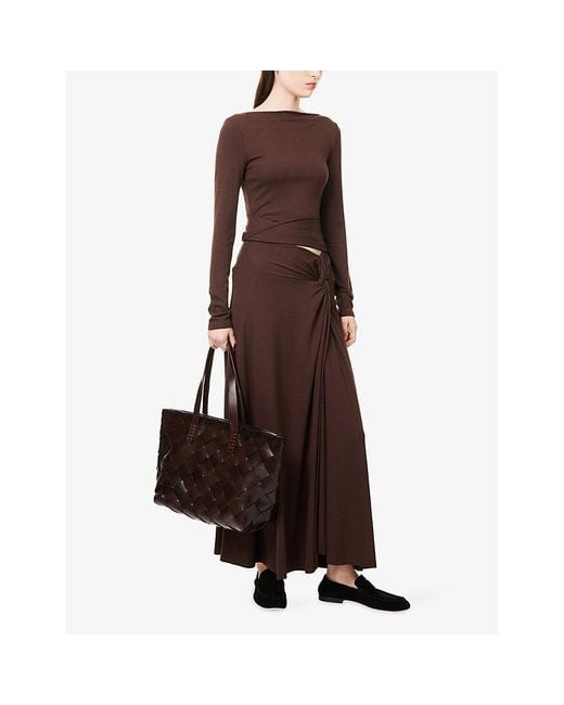 Dissh Brown Hadley Twist Stretch-Woven Top