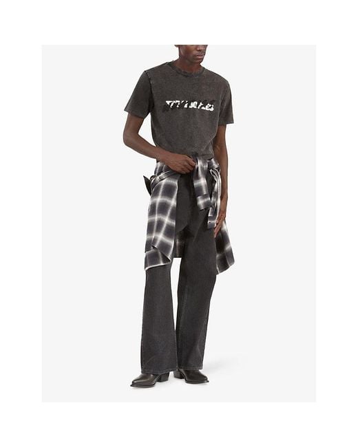 The Kooples Black Logo-Print Short-Sleeve Cotton T-Shirt for men