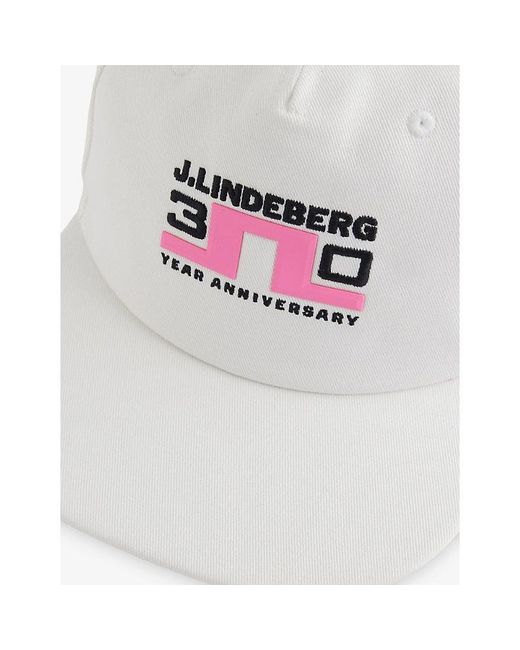 J.Lindeberg White 30Y Anniversary Cotton Baseball Cap for men