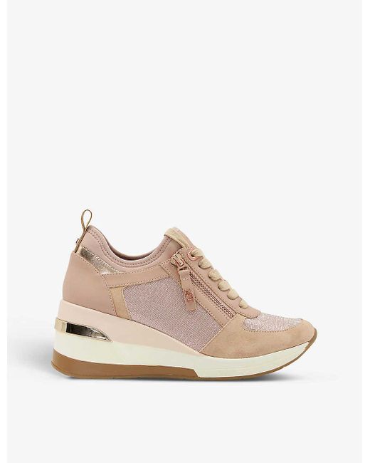 Dune Natural Eilin Wedge Leather Trainers