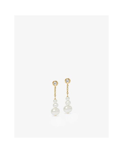 Astley Clarke White Pearls 18Ct, Freshwater Pearl And Sapphire Drop Earrings