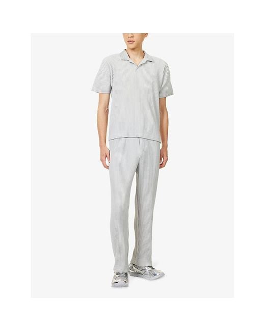 Homme Plissé Issey Miyake Gray Basics Pleated Knitted Trousers for men