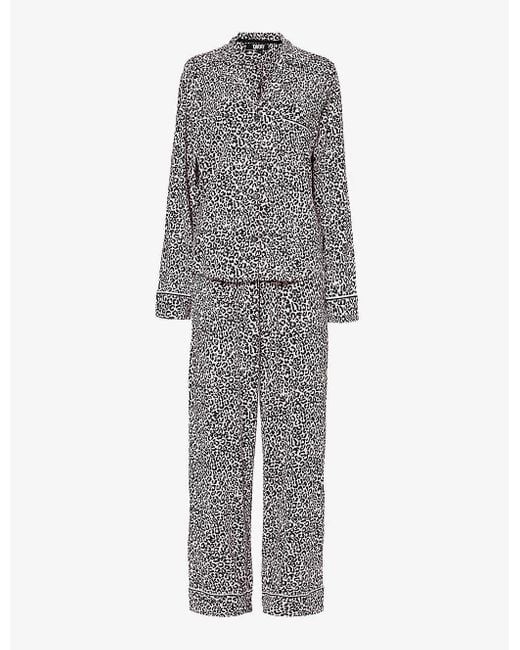 DKNY Gray Branded Lip-print Stretch-jersey Pyjama