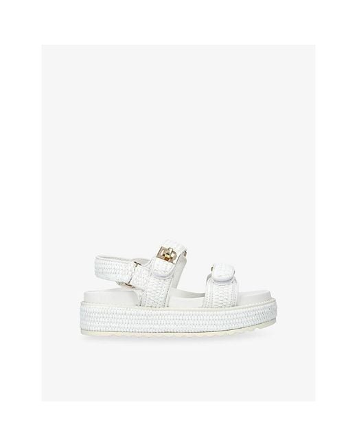 Steve Madden White Bigmona Raffia Flat Sandals