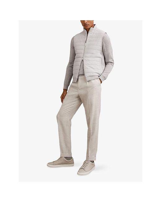 Reiss White Newford Funnel-Neck Quilted Gilet for men