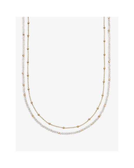 Astley Clarke Metallic Biography 18Ct And Mother-Of-Pearl Double Strand Beaded Necklace