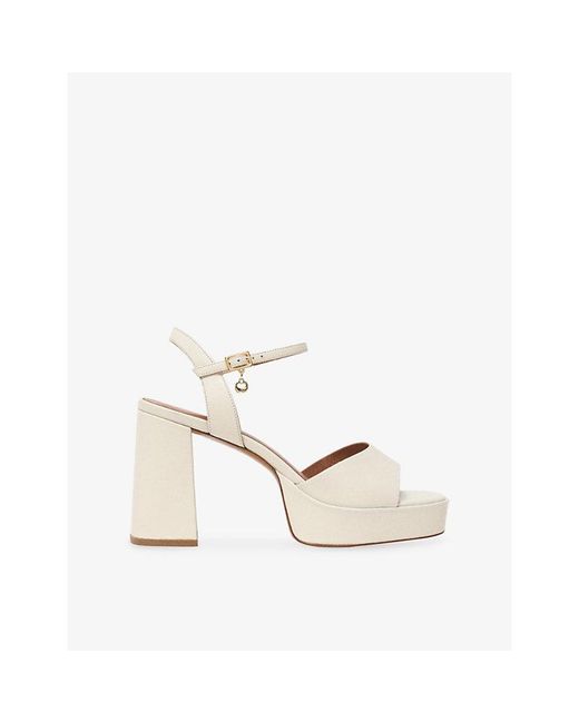 Maje White Platform Heeled Leather Sandals