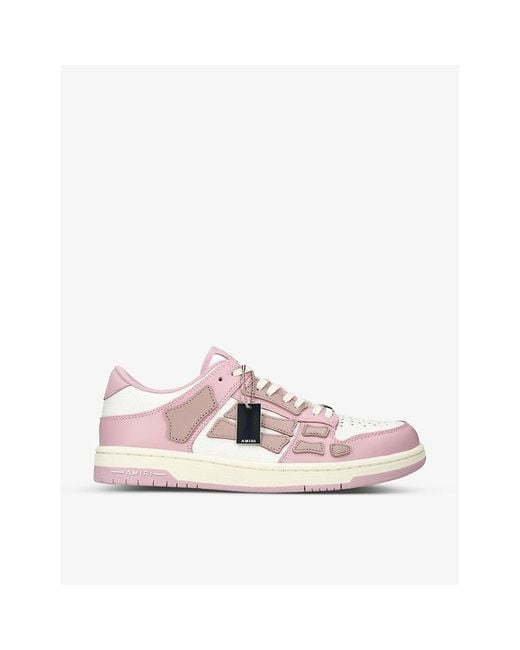 Amiri Pink Skel Panelled Leather Low-top Trainers for men