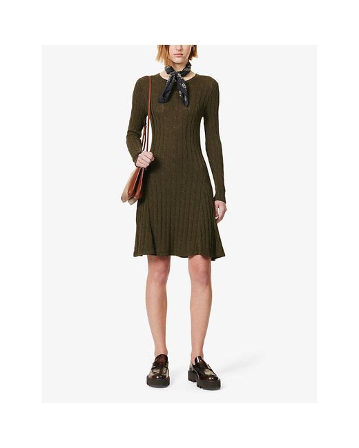 Polo Ralph Lauren Green Day Round-neck Knitted Mini Dress