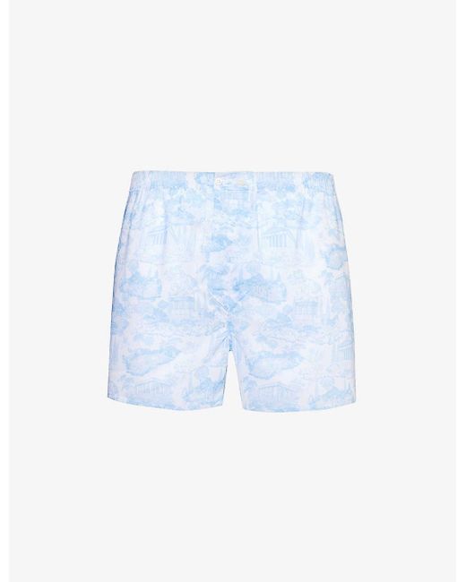 Derek Rose Blue Ledbury Graphic-print Cotton Boxer Shorts X for men