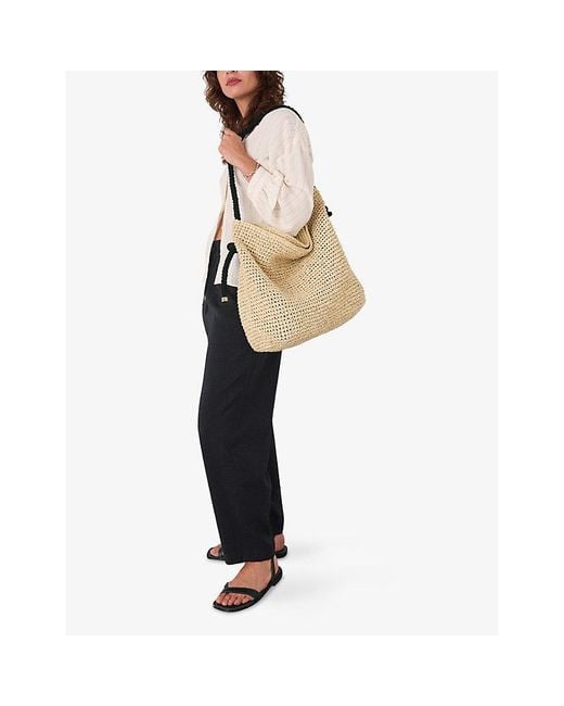 Whistles Black Tie-Waist Straight-Leg Woven Trousers