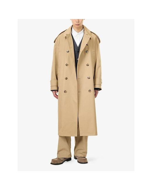 AMI Natural Double-Breasted Cotton Trench Coat for men