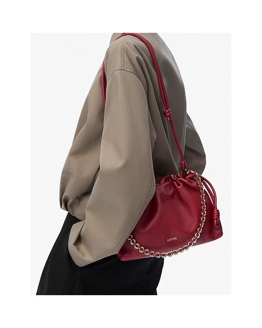 Loewe Red Flamenco Medium Leather Clutch Bag
