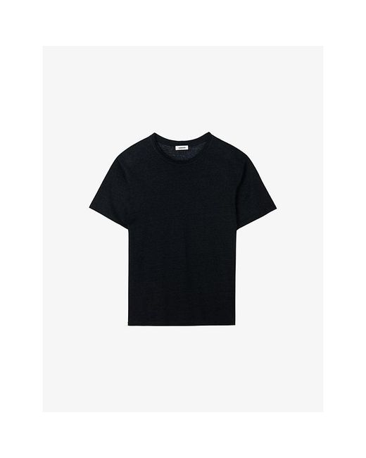 Sandro Black Certified Linen T-Shirt for men