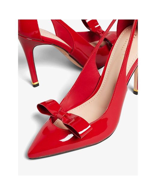 Ted Baker Red Bow-embellished Cut-out Patent-leather Court Shoes