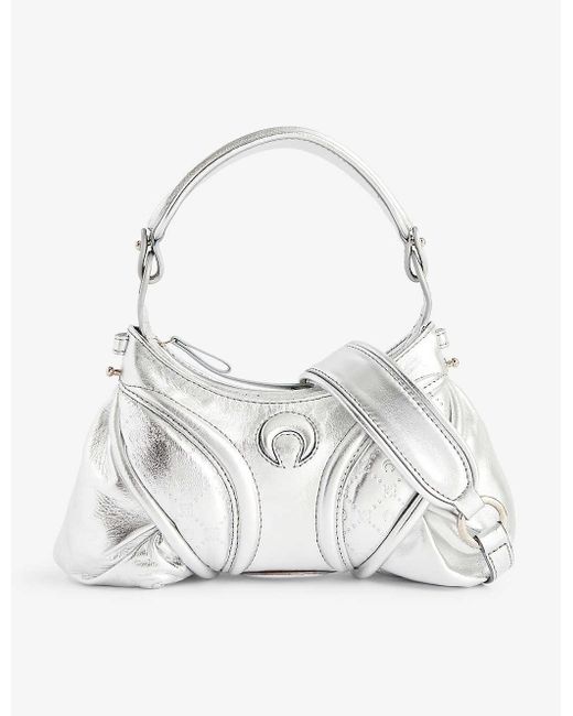 MARINE SERRE White Futura Mini Metallic-leather Shoulder Bag