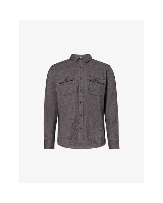 PAIGE Gray Wilbur Ribbed-texture Spread-collar Cotton Overshirt for men