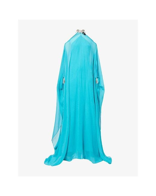 Taller Marmo Blue Sza Sza Silk Kaftan Maxi Dress
