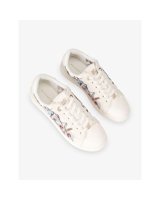 KG by Kurt Geiger White Eliza Embroidered Leather Trainers
