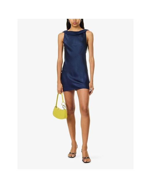 Reformation Blue Jonelle Low-Back Silk Mini Dress