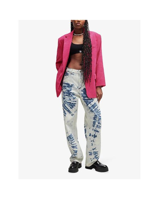 HUGO Pink Regular-Fit Single-Breasted Stretch-Corduroy Jacket