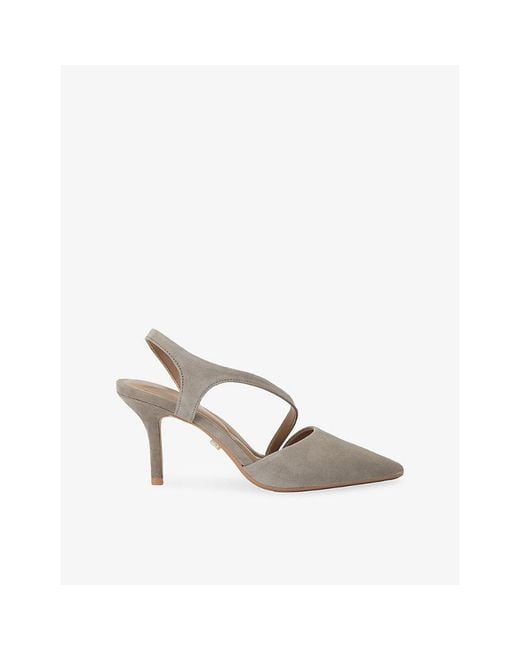 Carvela Kurt Geiger White Symmetry Suede Sling-Back Heeled Courts